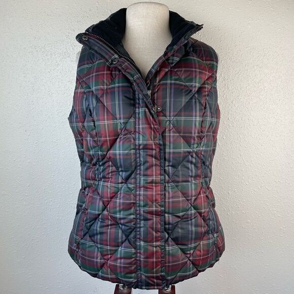 Eddie Bauer Plaid Goose Down Vest Size M EUC - Picture 1 of 7